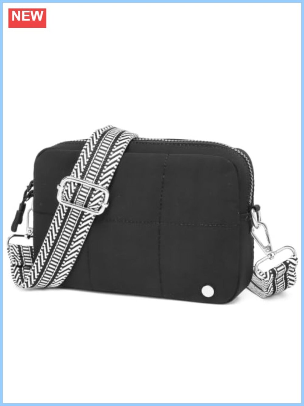 Quilted Nylon Crossbody Bag with Adjustable Strap Water Resistant Small Purse
